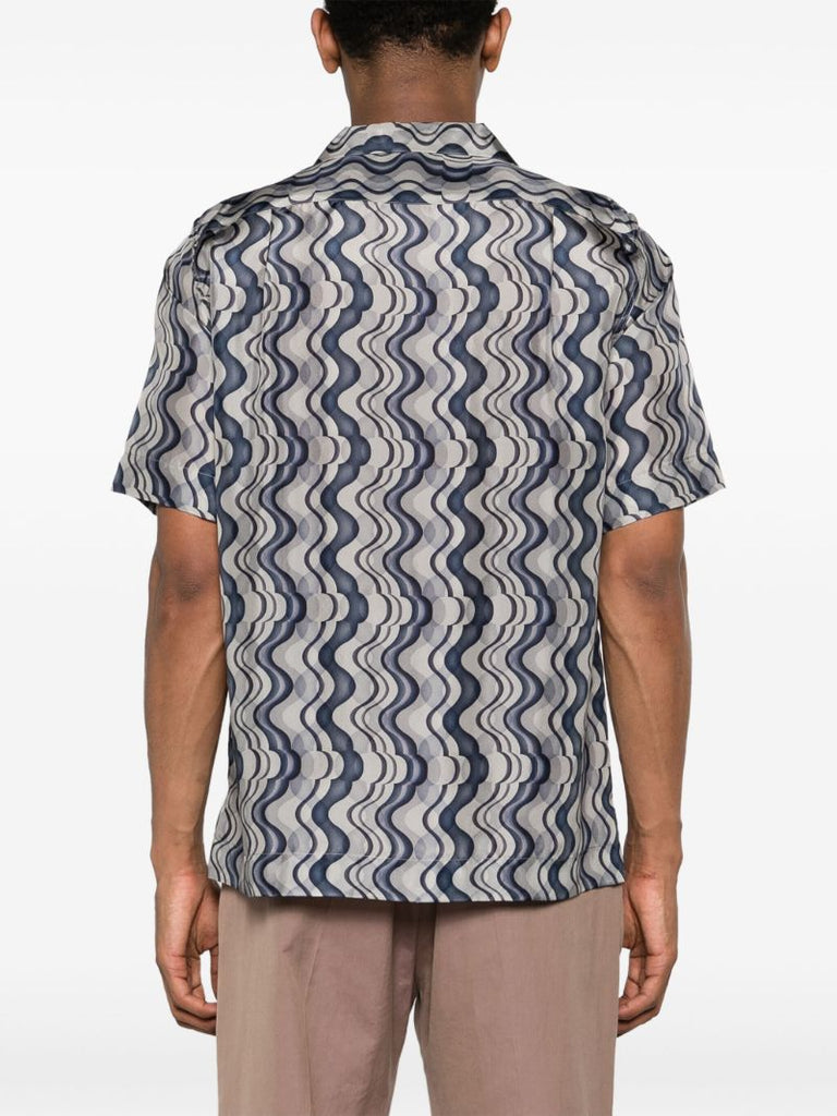 Grey Abstract Print Silk Shirt