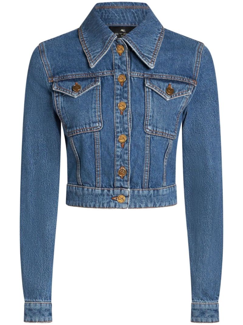 Blue Pegaso-embroidered Denim Jacket