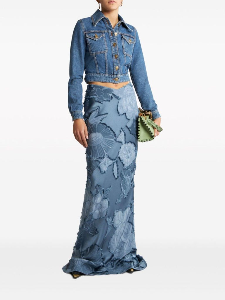 Blue Pegaso-embroidered Denim Jacket