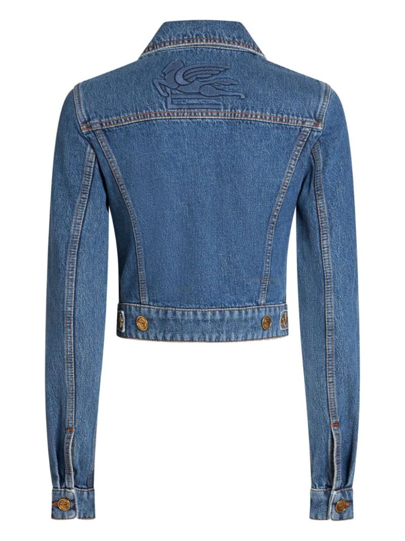 Blue Pegaso-embroidered Denim Jacket