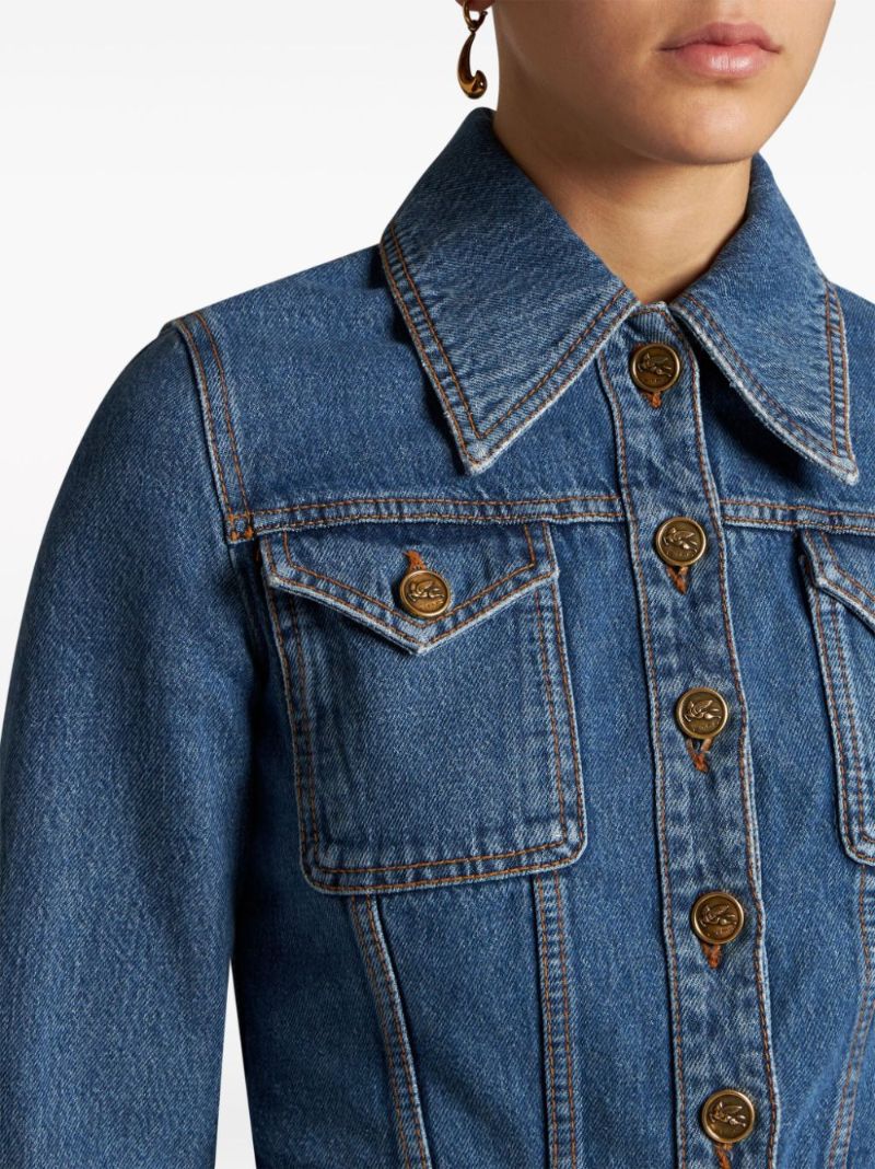 Blue Pegaso-embroidered Denim Jacket