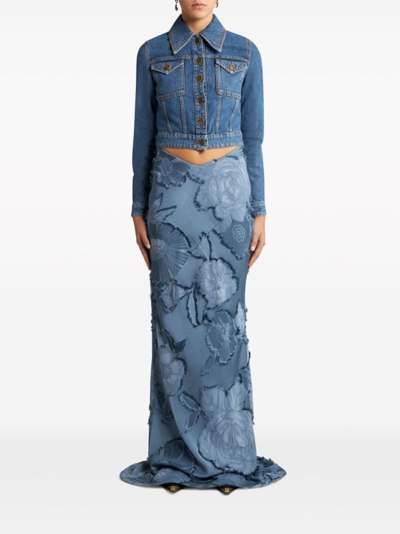 Blue Pegaso-embroidered Denim Jacket