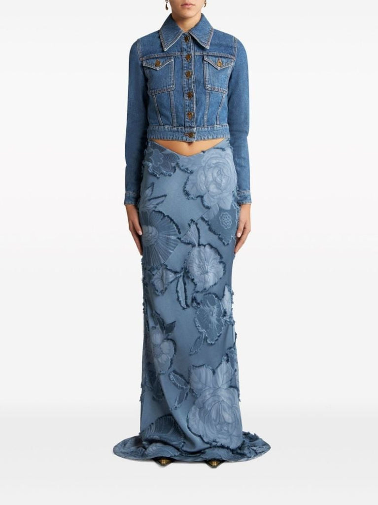 Blue Pegaso-embroidered Denim Jacket
