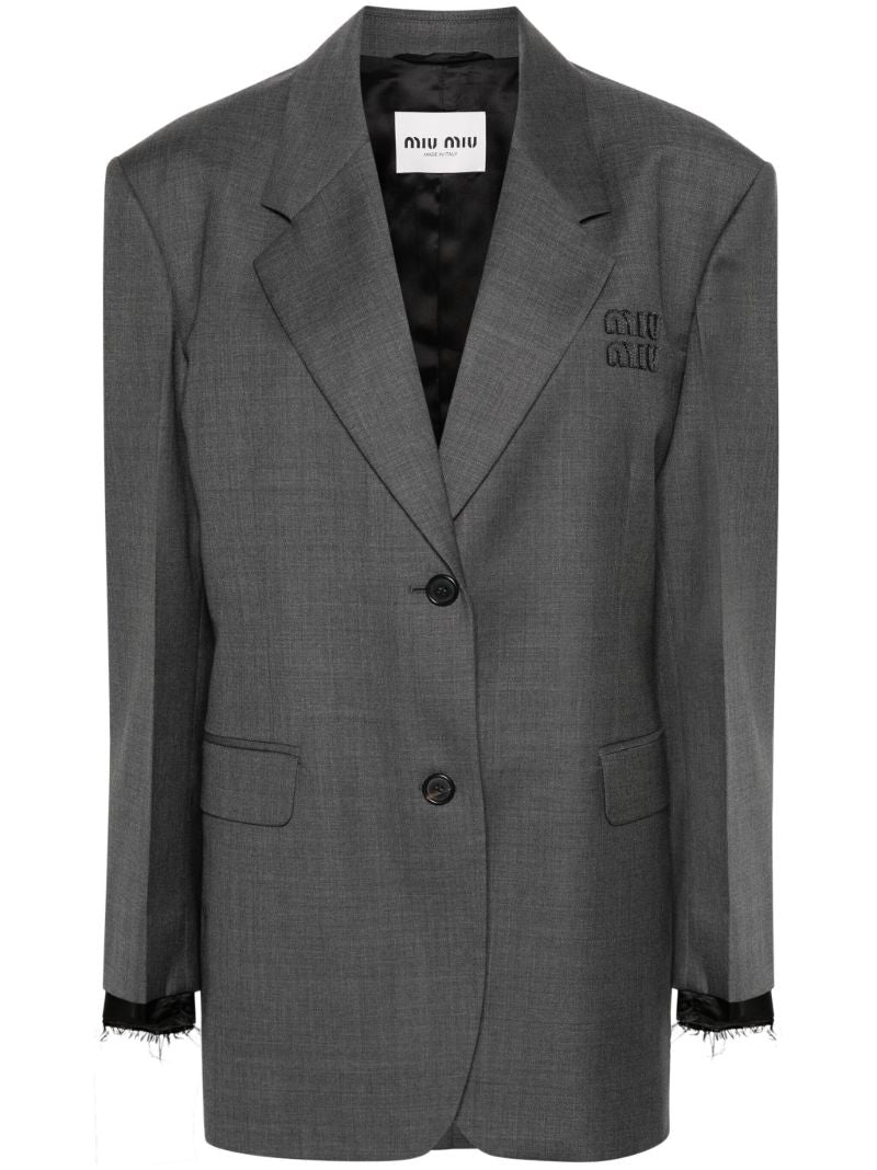 Grey Logo AppliquÃ_x0083_Â© Virgin Wool Blazer