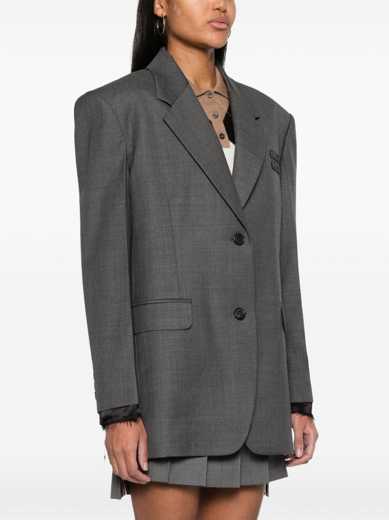 Grey Logo AppliquÃ_x0083_Â© Virgin Wool Blazer