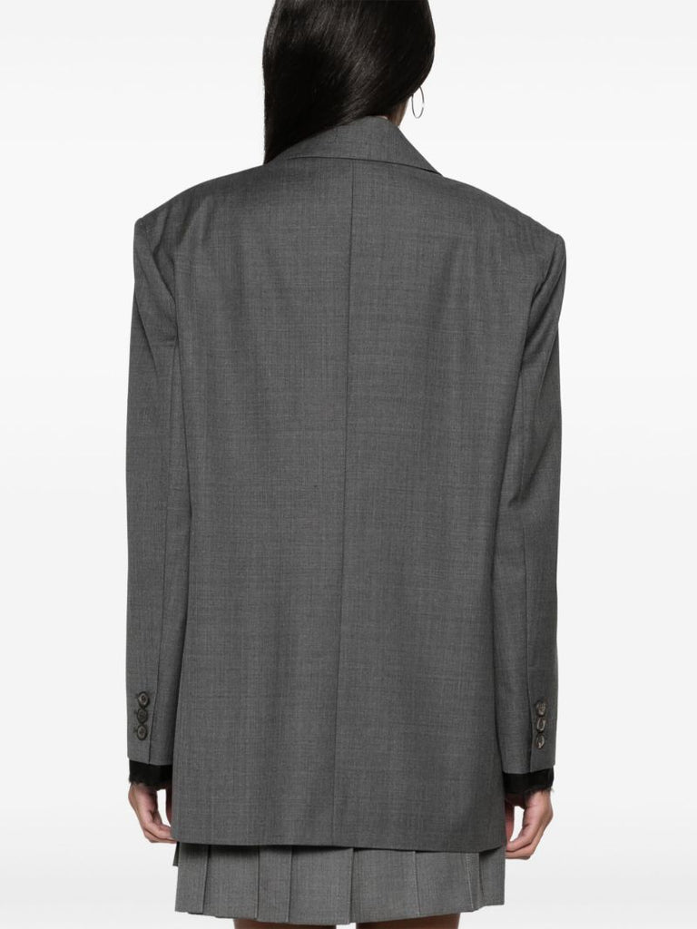 Grey Logo AppliquÃ_x0083_Â© Virgin Wool Blazer