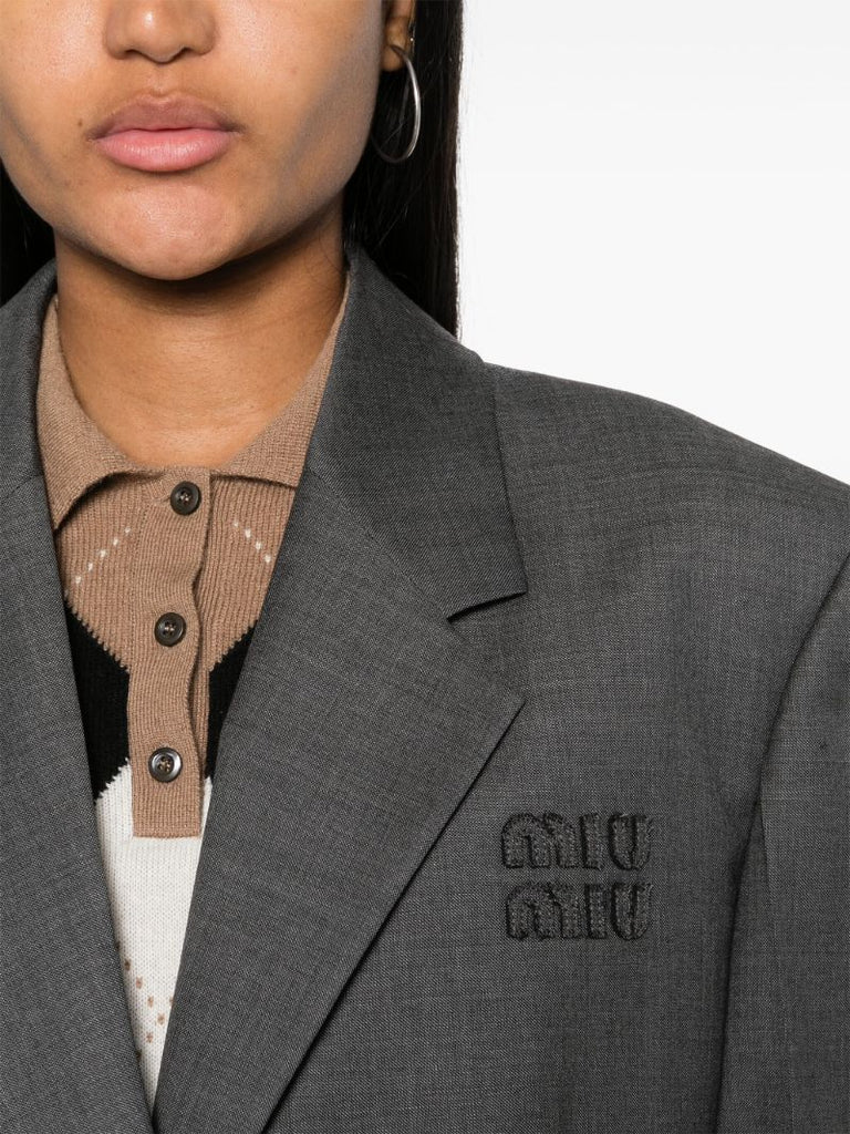 Grey Logo AppliquÃ_x0083_Â© Virgin Wool Blazer
