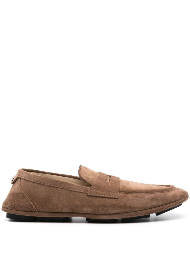 Brown Suede Penny Loafers