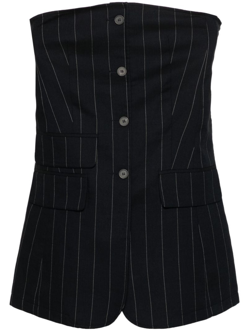 Blue Pinstripe Strapless Top
