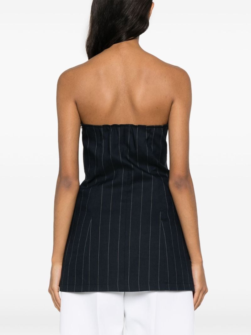 Blue Pinstripe Strapless Top