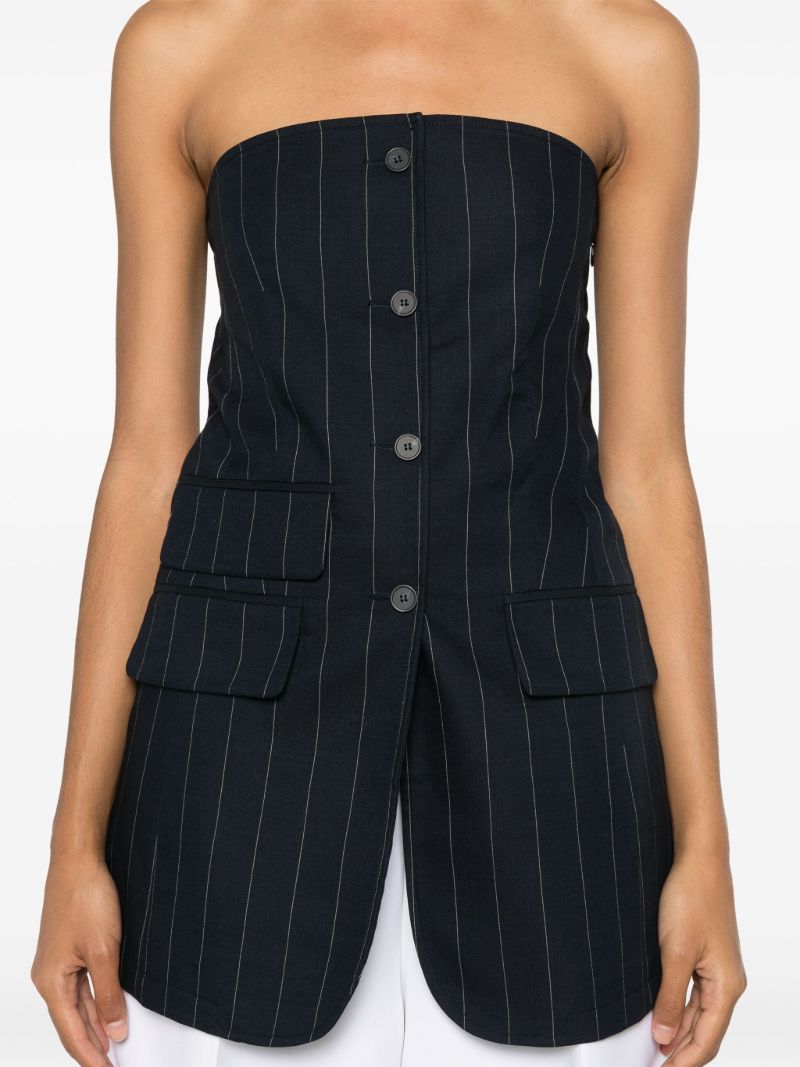 Blue Pinstripe Strapless Top
