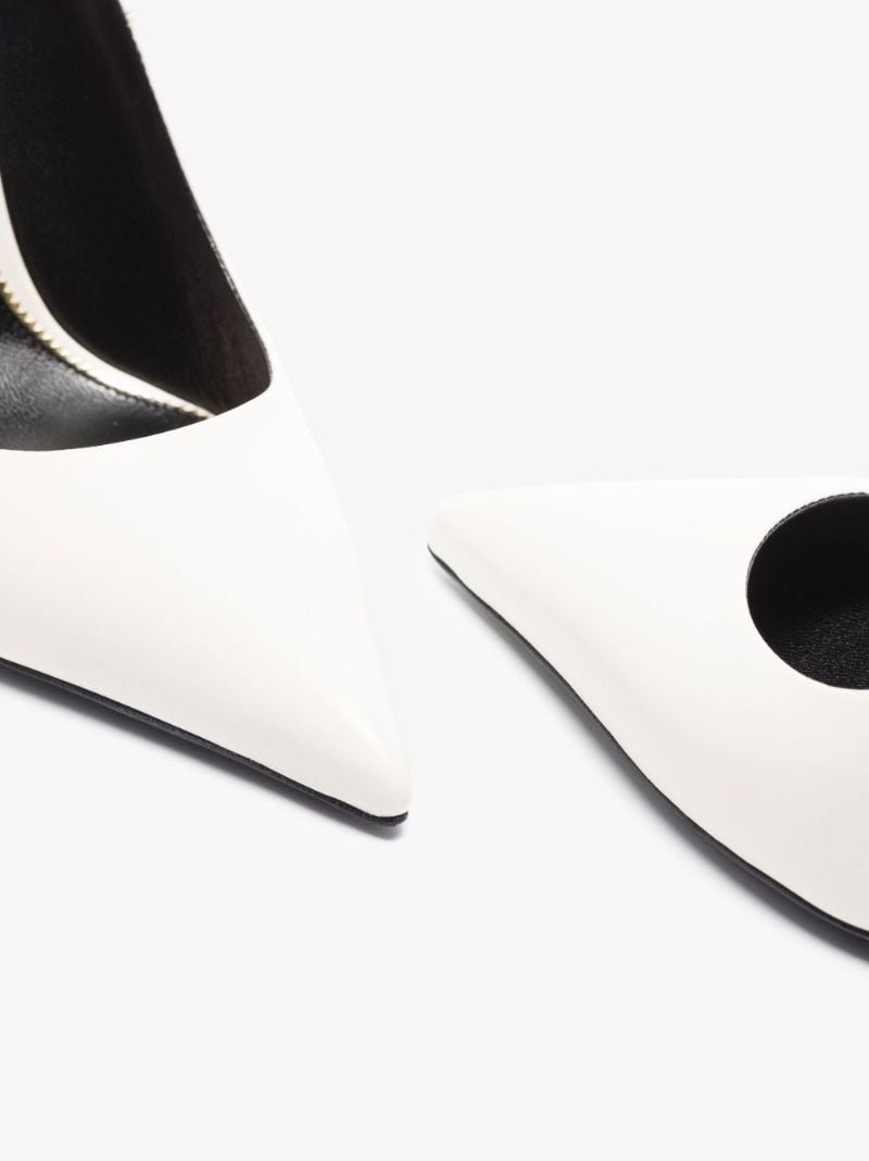 White 105 Padlock Leather Pumps