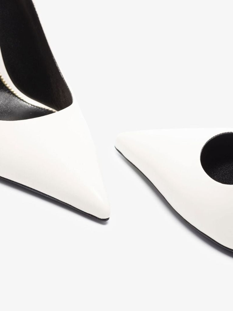 White 105 Padlock Leather Pumps