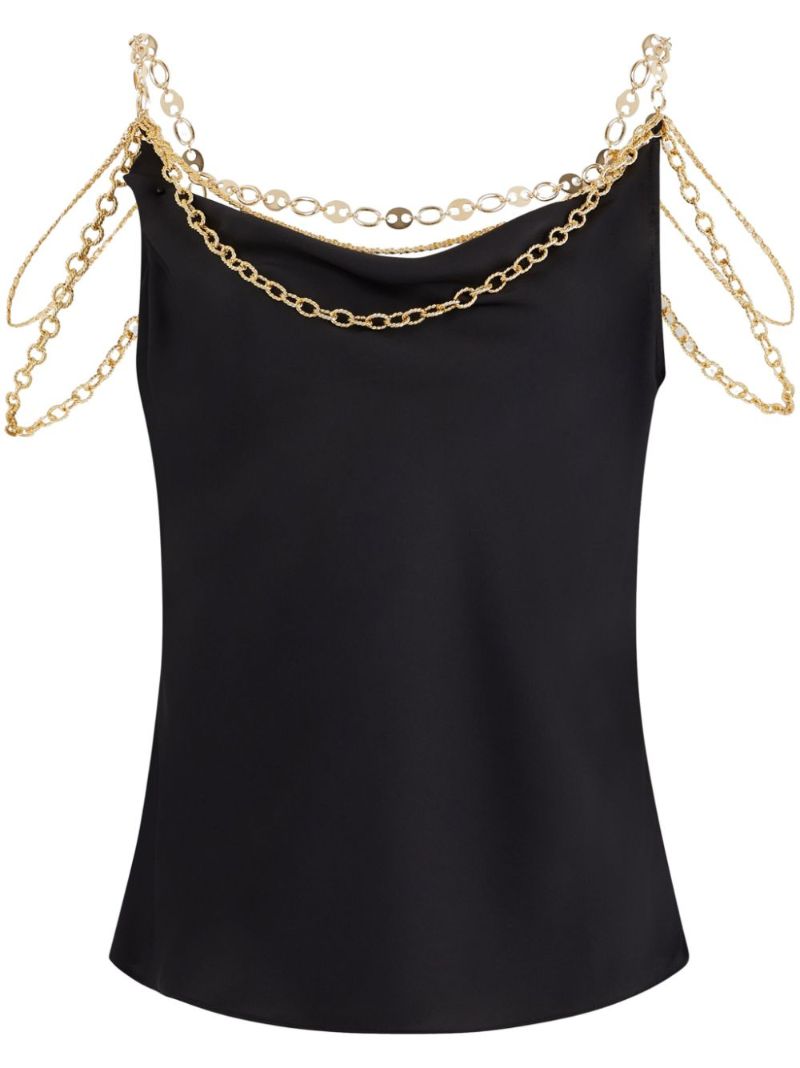 Black Chain-link Trim Tank Top