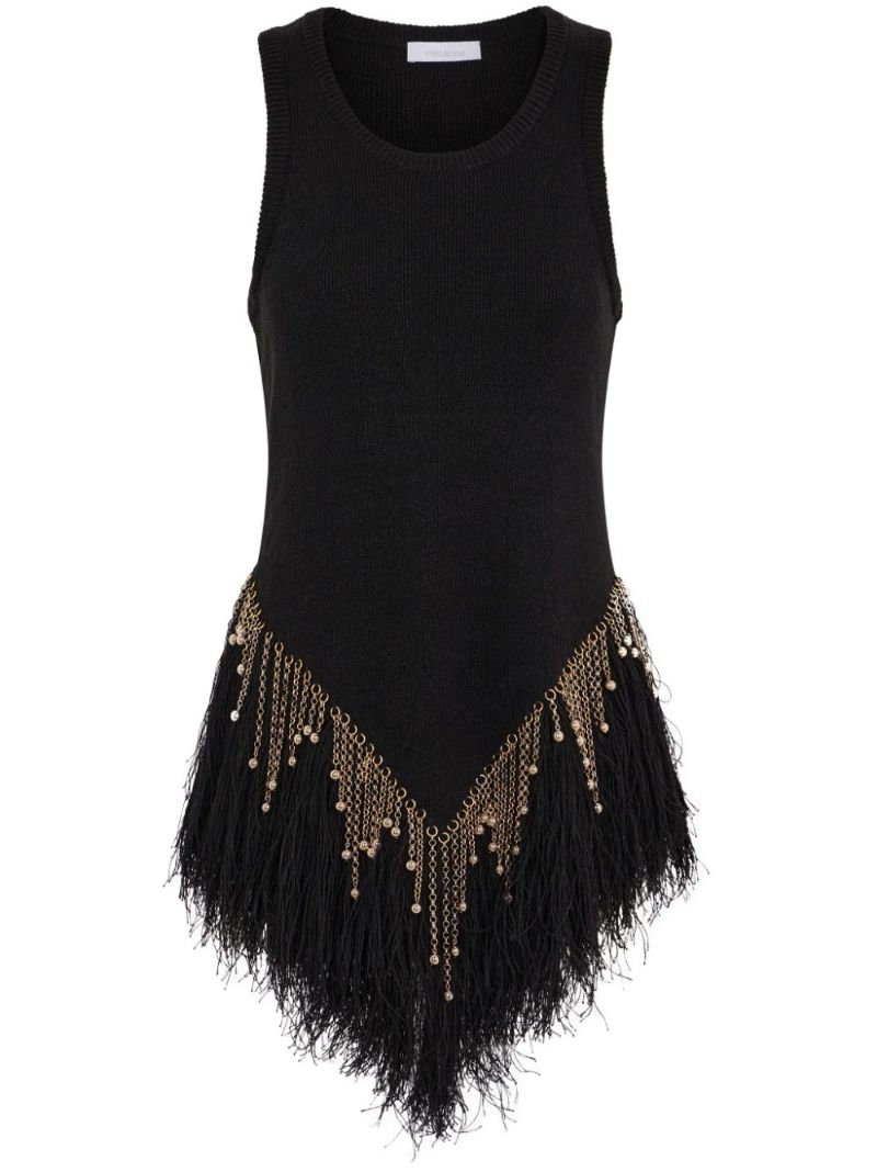 Black Beaded Linen Top