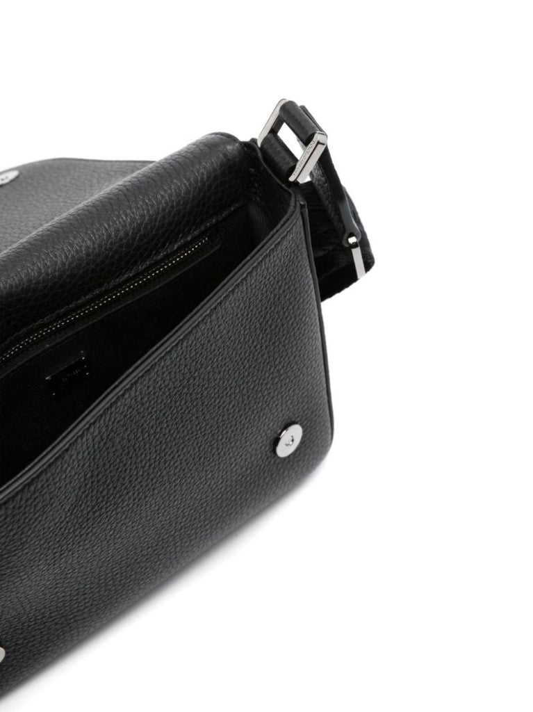 Black Dg Logo Medium Leather Messenger Bag