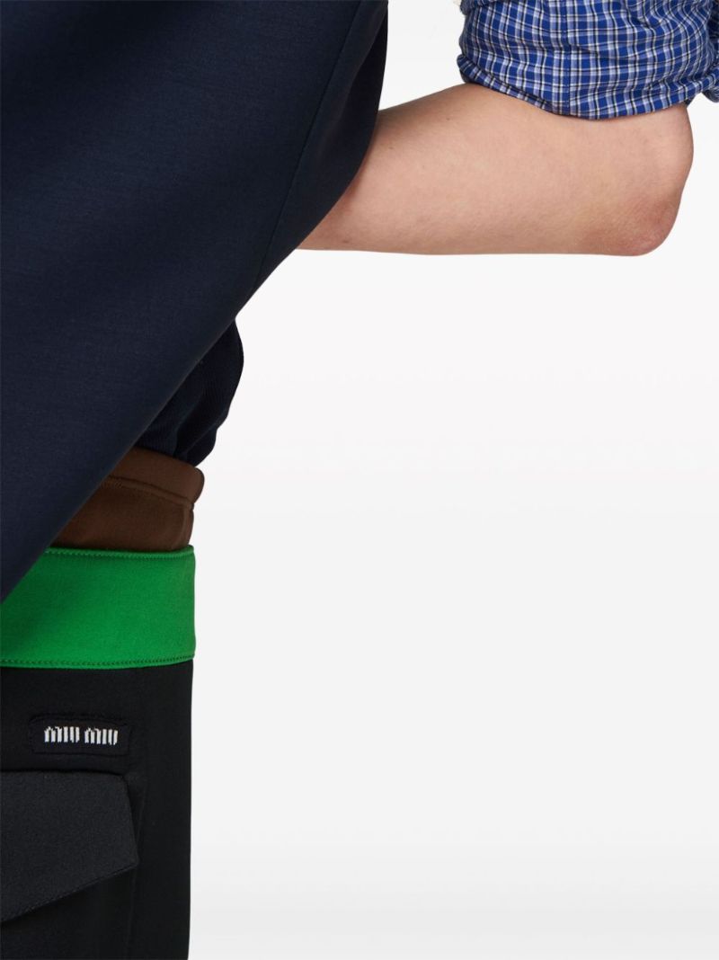 Black Contrasting-waistband Satin Shorts