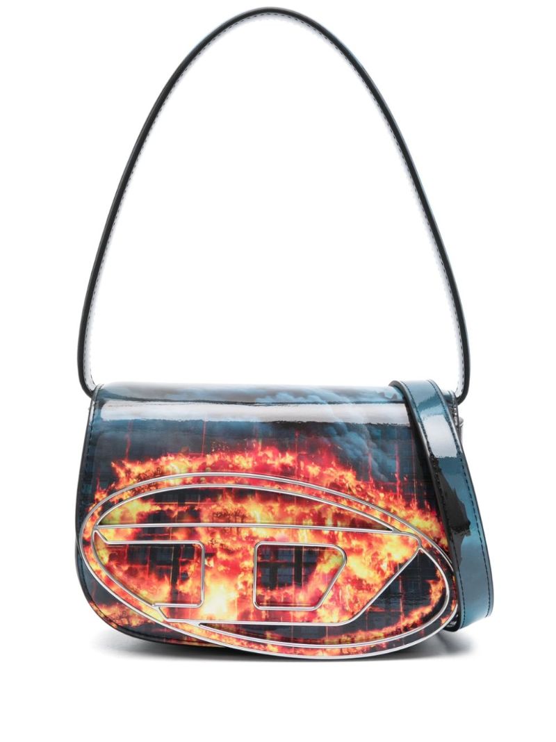 Blue 1dr Faux Leather Shoulder Bag