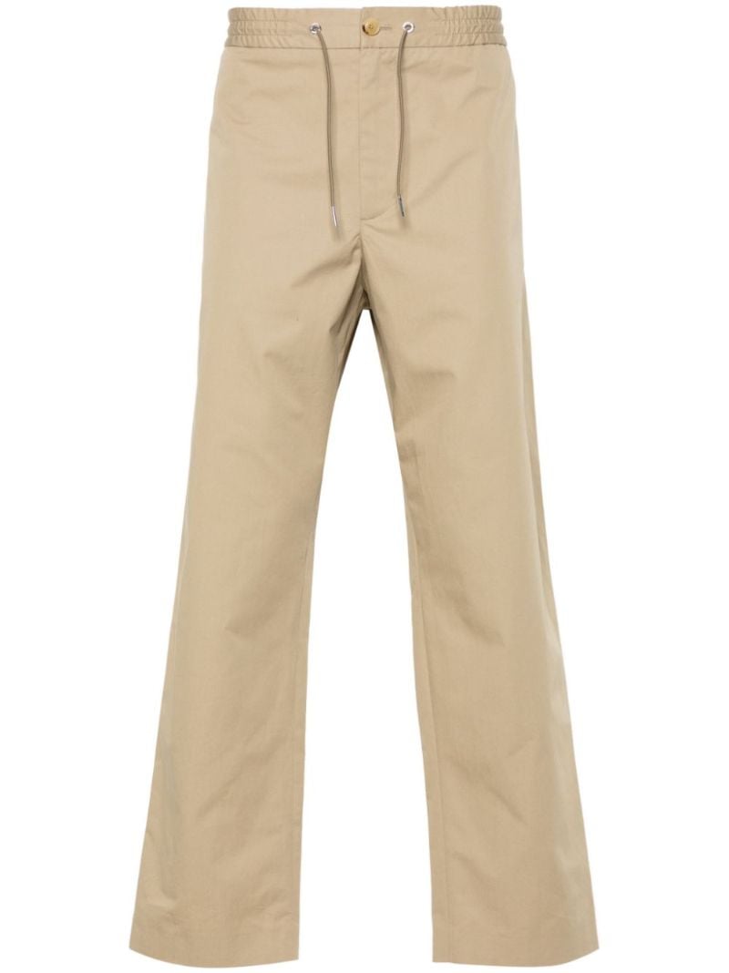 Neutral Tapered Cotton Trousers