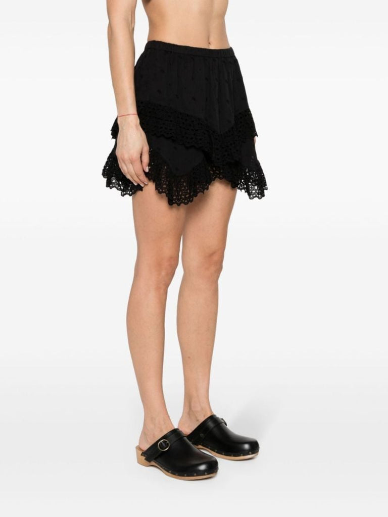 Black Sukira Broderie Anglaise Shorts