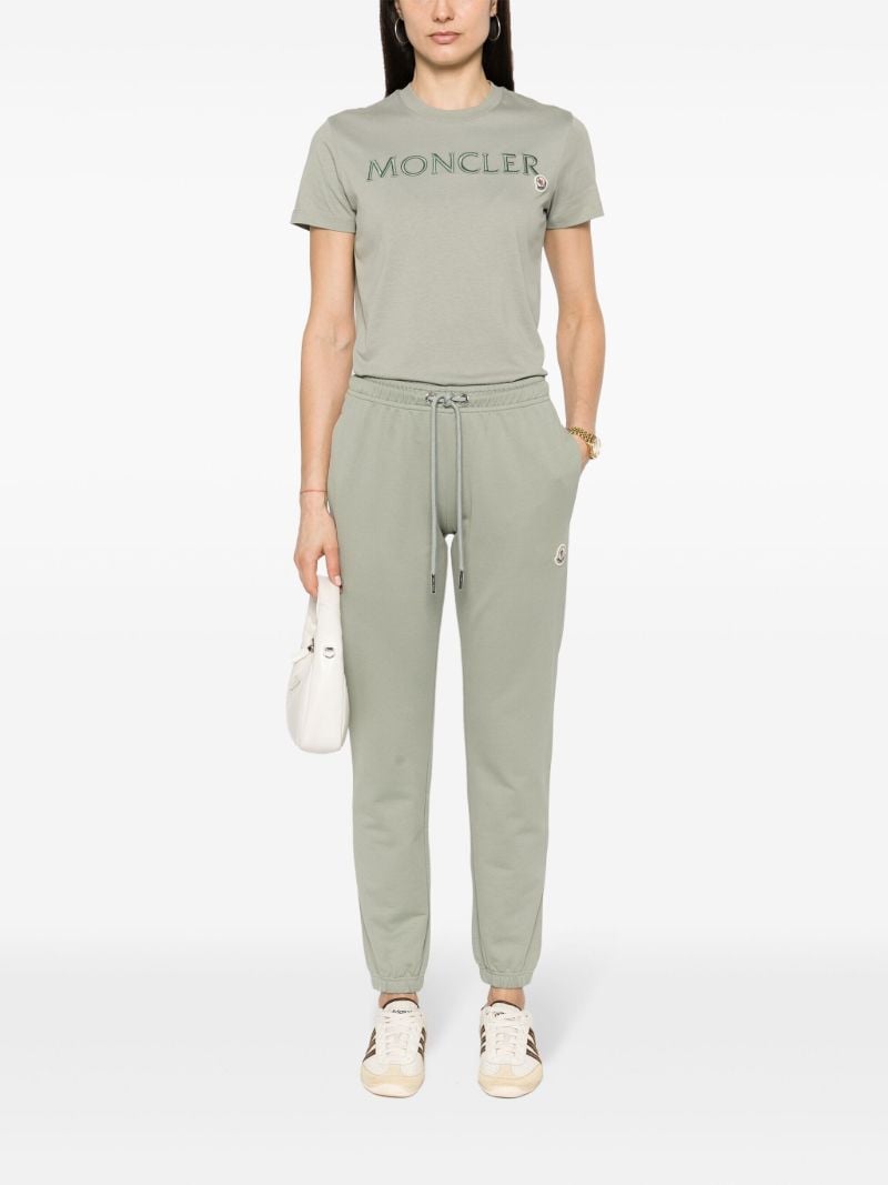 Green Logo Embroidered Cotton T-shirt