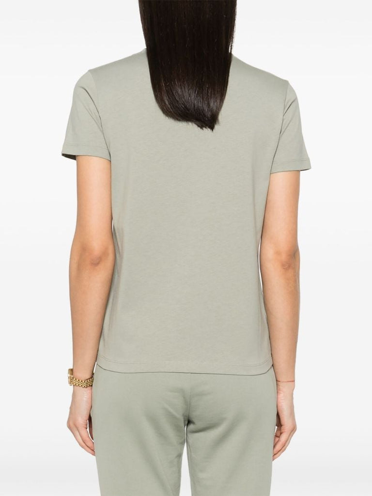 Green Logo Embroidered Cotton T-shirt