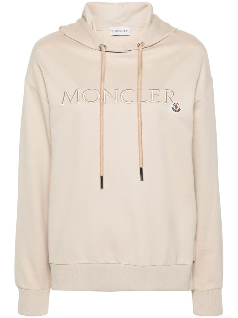 Neutral Logo Embroidered Cotton Hoodie