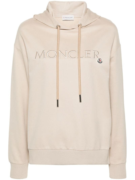 Neutral Logo Embroidered Cotton Hoodie