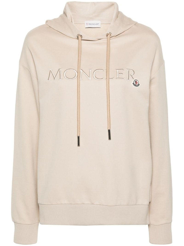 Neutral Logo Embroidered Cotton Hoodie