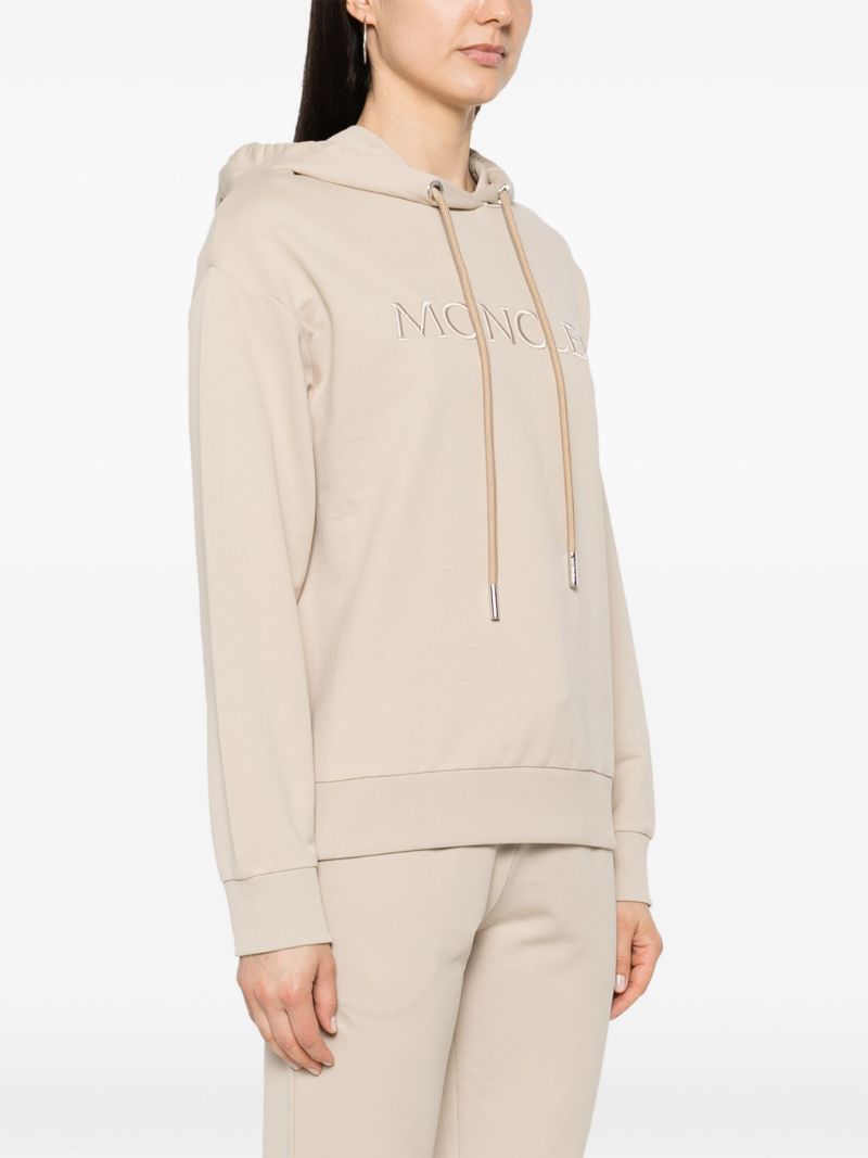 Neutral Logo Embroidered Cotton Hoodie