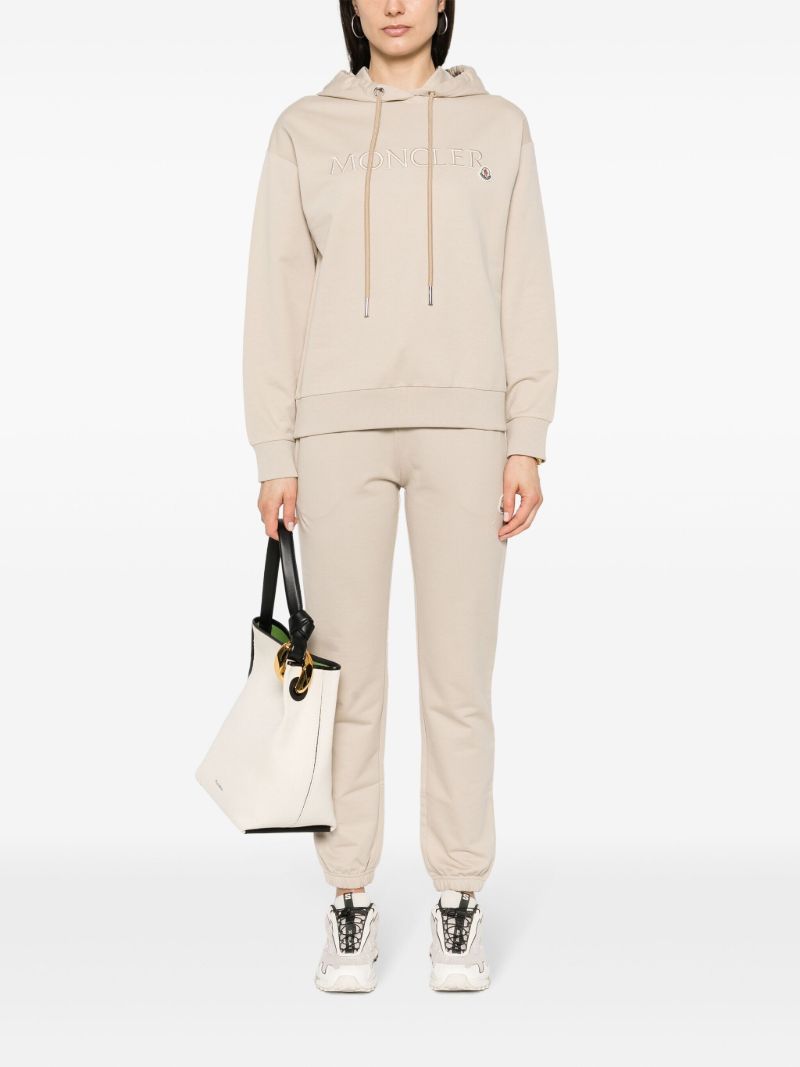 Neutral Logo Embroidered Cotton Hoodie