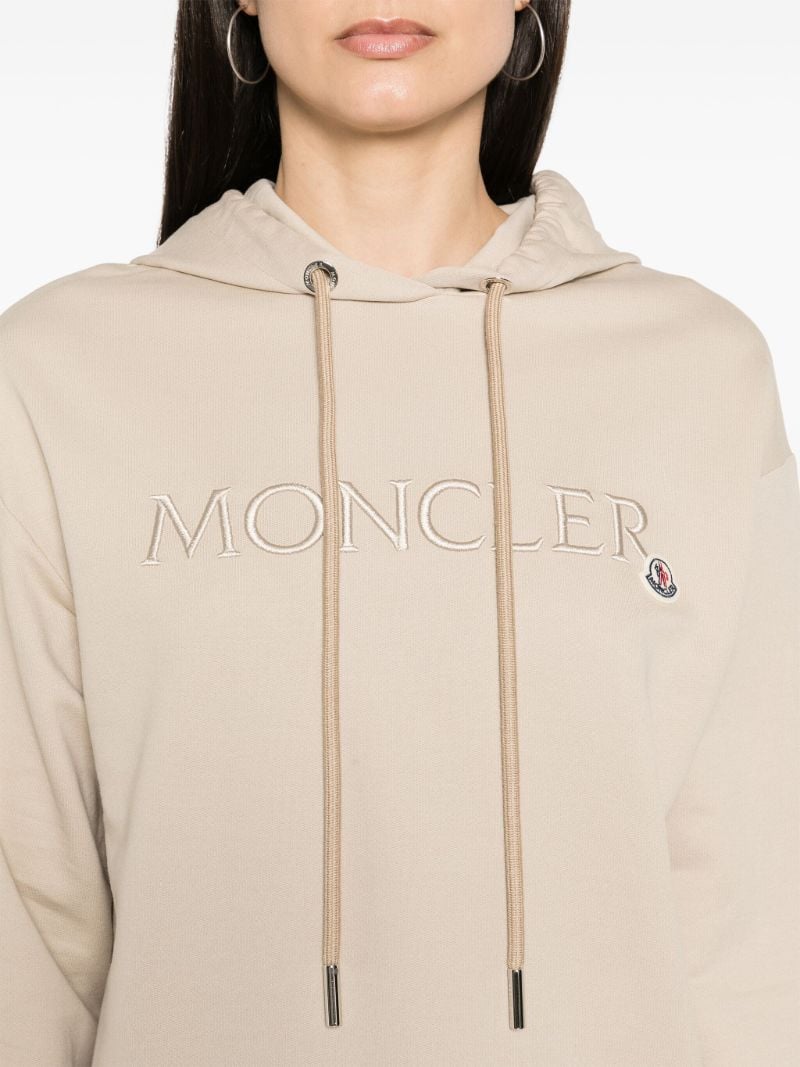 Neutral Logo Embroidered Cotton Hoodie