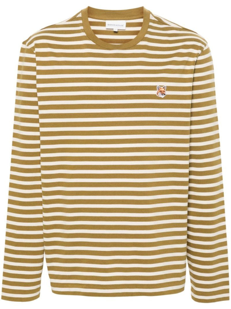 Green Fox Head Striped T-shirt
