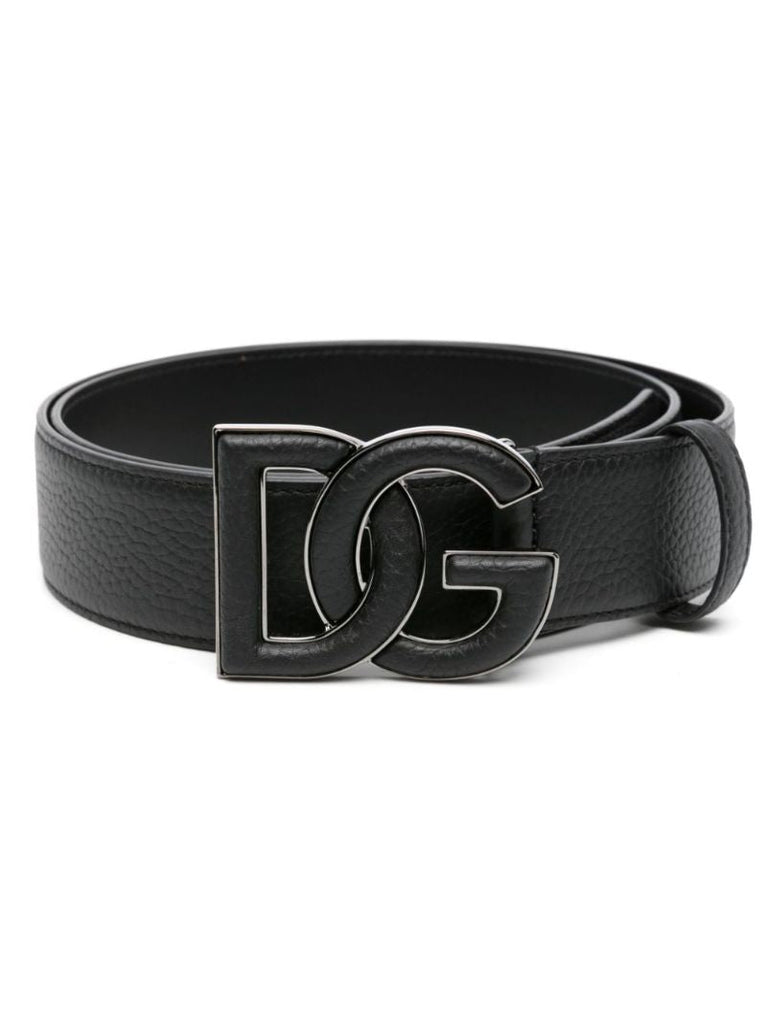 Black Dg Buckle Leather Belt