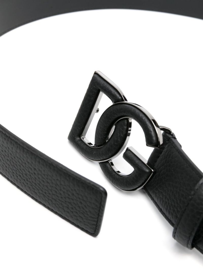 Black Dg Buckle Leather Belt
