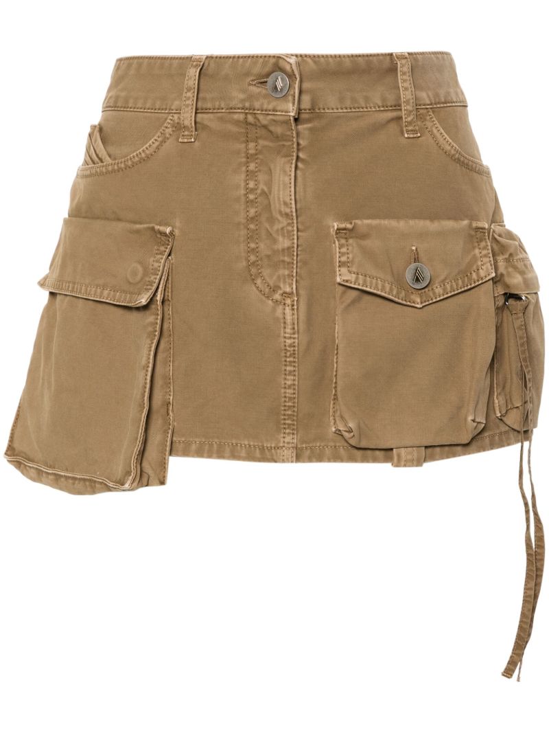Green Cotton Cargo Mini Skirt
