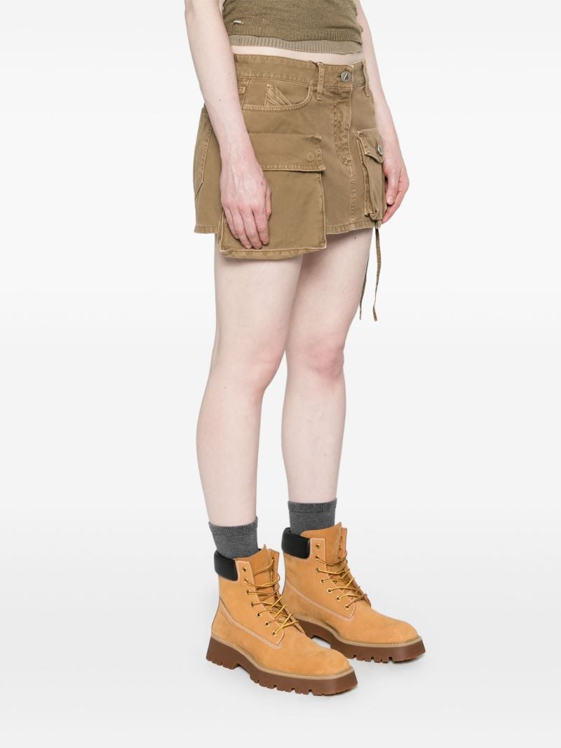 Green Cotton Cargo Mini Skirt