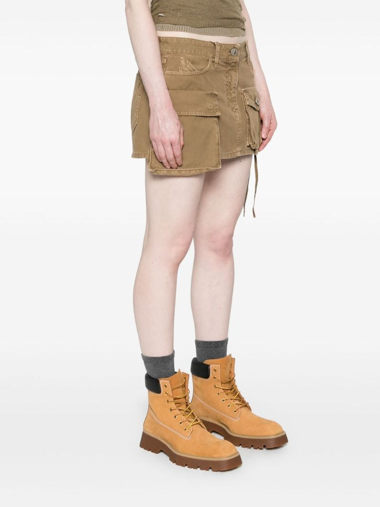 Green Cotton Cargo Mini Skirt