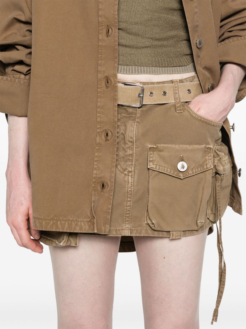 Green Cotton Cargo Mini Skirt
