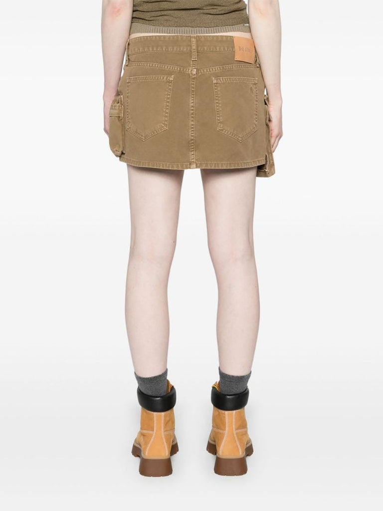 Green Cotton Cargo Mini Skirt