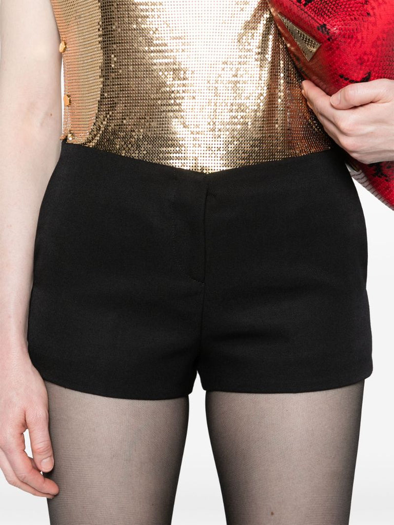 Black Tailored Wool Mini Shorts