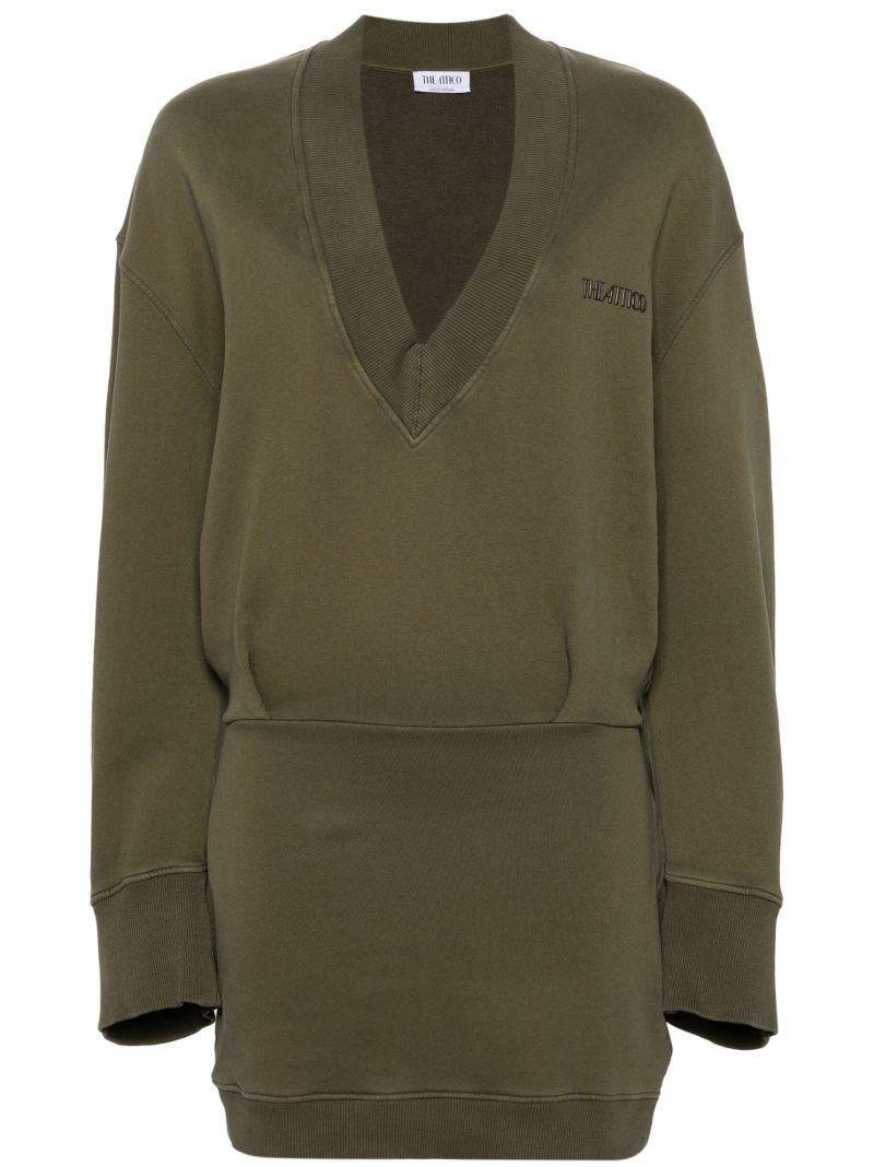 Green Layered Cotton Sweater Dress