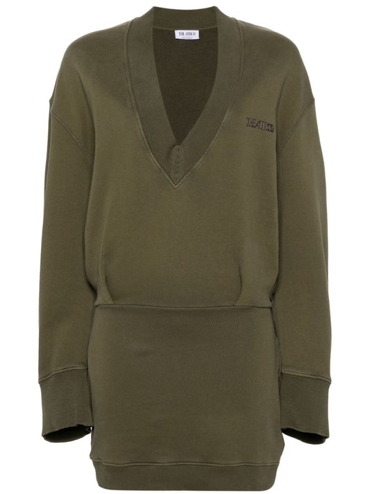 Green Layered Cotton Sweater Dress