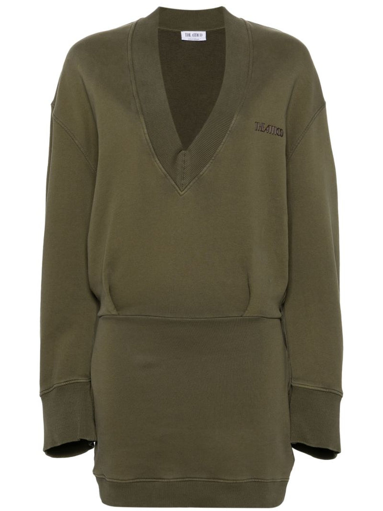 Green Layered Cotton Sweater Dress