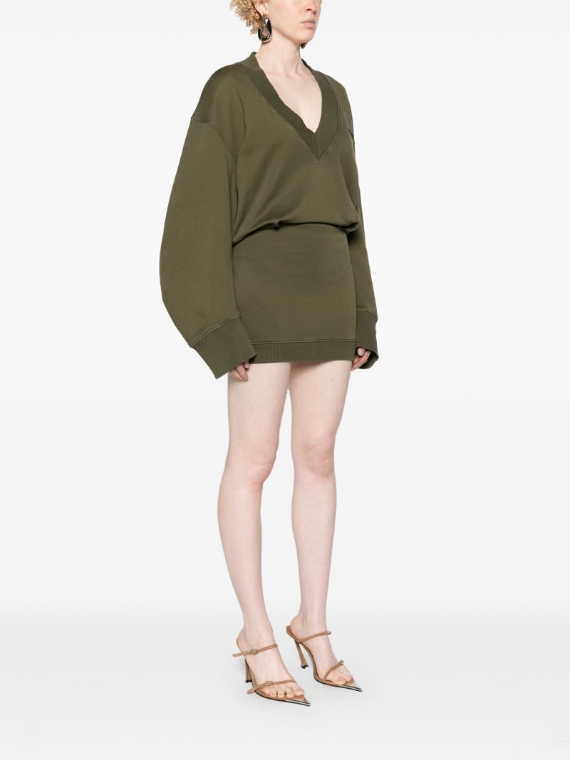 Green Layered Cotton Sweater Dress
