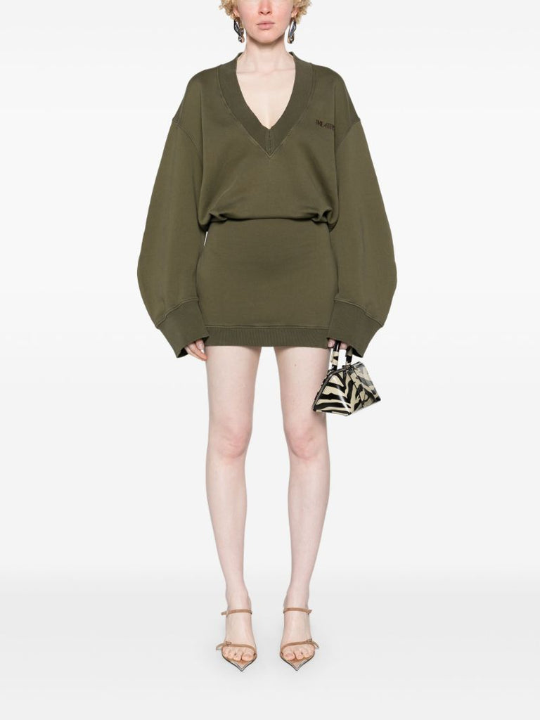 Green Layered Cotton Sweater Dress