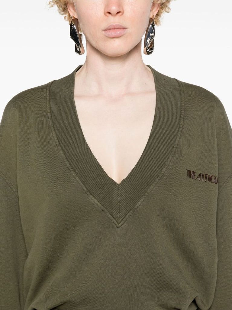 Green Layered Cotton Sweater Dress