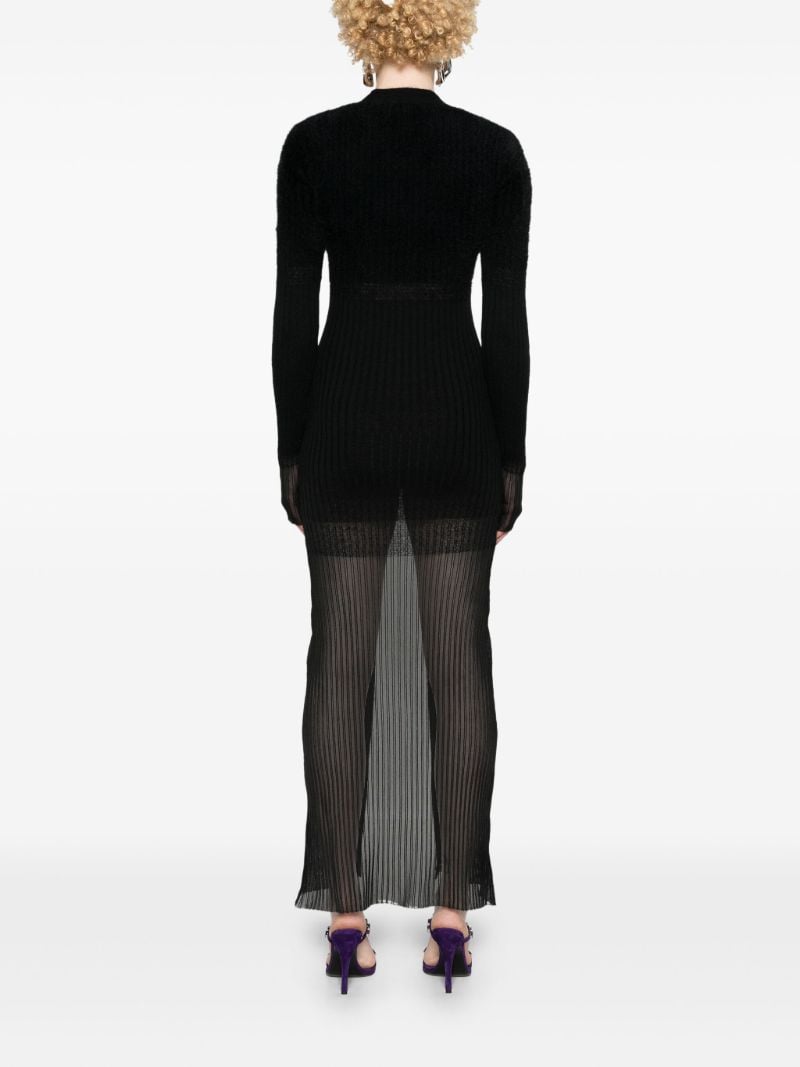 Black V-neck Ribbed Midi Dress