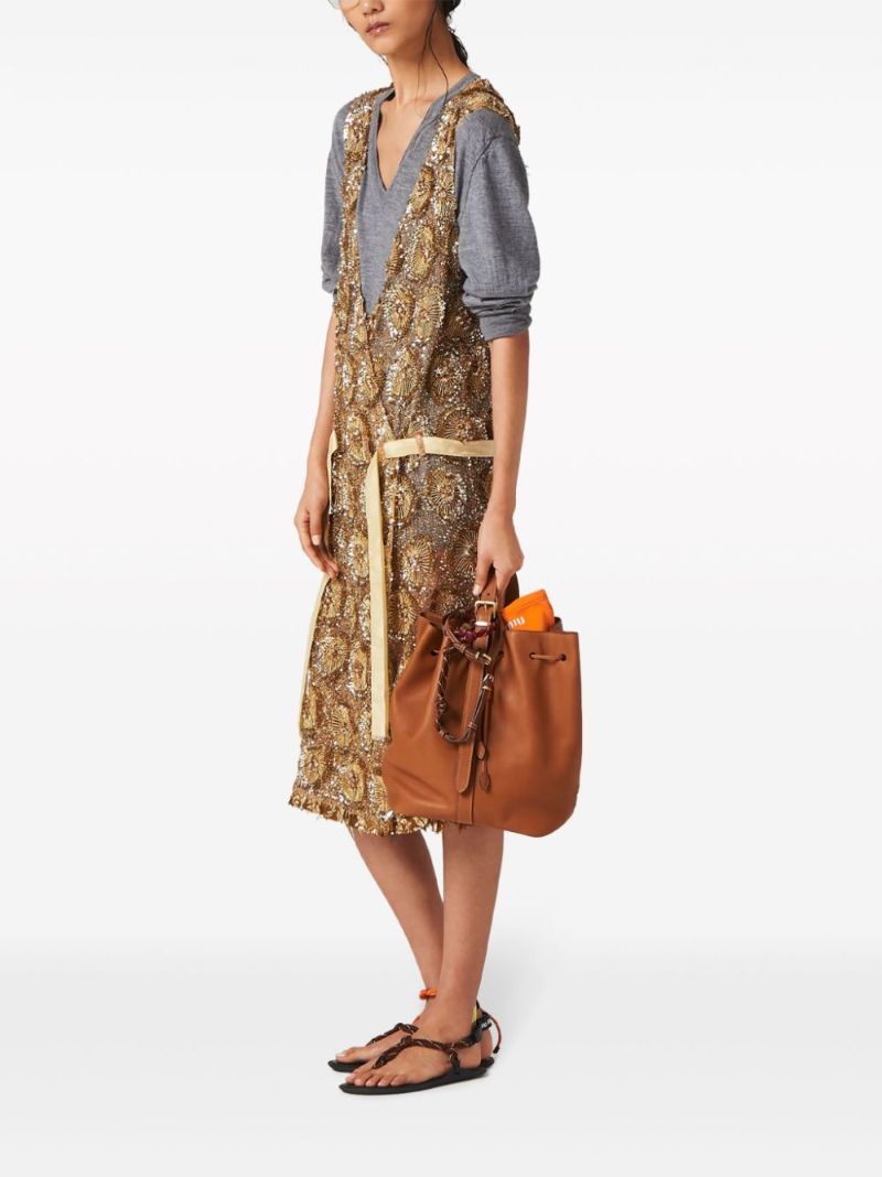 Brown Leather Bucket Bag