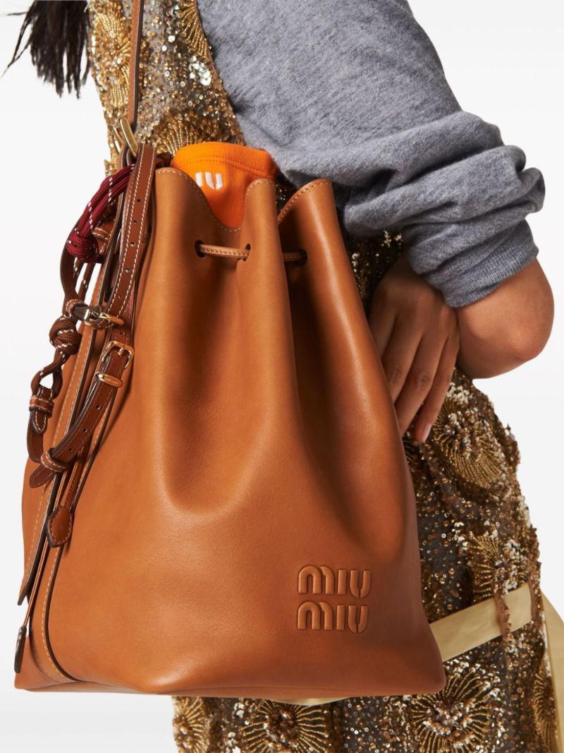 Brown Leather Bucket Bag